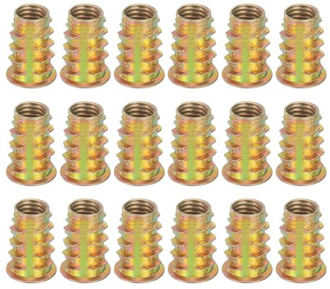 sourcing map 18 Pcs Threaded Inserts for Wood, Zinc Alloy M8 Thread Inserts Nuts Hex Socket Drive Screw 20mm Length for Furniture, Cabinet, Tables and Chairs