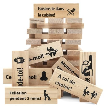 EUBSWA Jeux Sexuelle Adulte Couple, 48 Pièces Jeu de Tour de Blocs Coquins, Jeux érotiques Jeu Couple érotique Accessoire Sexuelle pour Adulte
