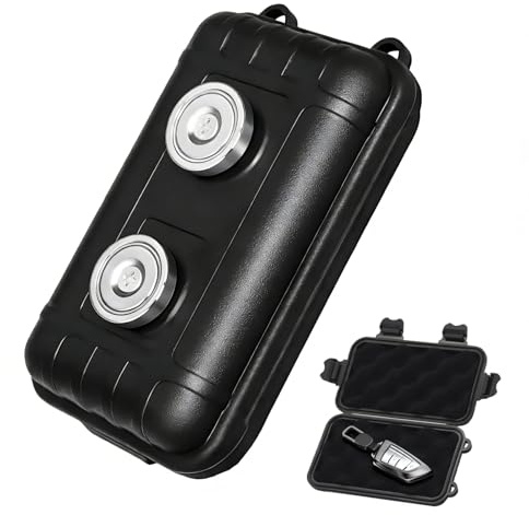 VOBOR Caja Portallaves Magnética Impermeable, Ocultador para Debajo del Coche, Uso en Exteriores y Viajes, Negro