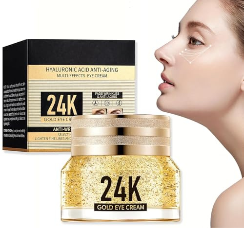 HOUSN Crema Contorno de Ojos Antiaging con Oro 24K y Ácido Hialurónico, Contorno de Ojos Hidratante Multiacción para Antiojeras Mujer y Hombre