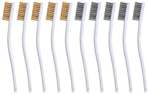 10 stycken mässingsborstset – liten trådborste i mässing för grill, metall, svetsfogar, rost och 3D-skrivare rengöring – handrengöringsborste för ramar, dörrar, fönster och verkstadstillbehör