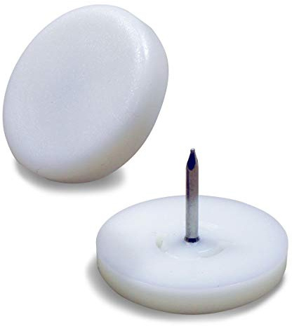 Ajile® - Lot de 12 pièces - Patin glisseur à clouer diam. 25 mm en plastique BLANC - FCL225