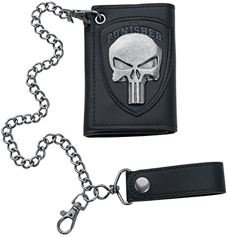 Bioworld Marvel The Punisher Skull Logo Mens Biker Chain Wallet,Black,One Size