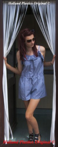 Slat type Door Curtain,Bug Blind,Fly Curtain,Strip Blind-ALL WHITE - 80cm wide x 200cm drop- Complete with screw hooks for wooden frames