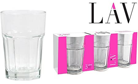 RAYANDIRECT Juego de 3 pcs Claro Vasos Estilo Americano highbal Zumo de Cristal 365 ml