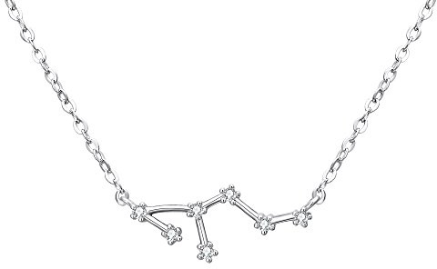 BriLove 925 Sterling Silver Necklace -Leo Constellation Zodiac 12 Horoscope Astrology Women CZ Pendant Necklace Birthday Gift for Valentines Day/Anniversary/Mothers Day/Christmas