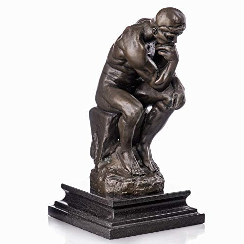 Antik 2000 Bronzefigur der Denker von August Rodin auf Marmorsockel Eine Skulptur für den Schreibtisch oder als Blickfang für das Wohnzimmer Höhe 26 cm 3,4 Kg