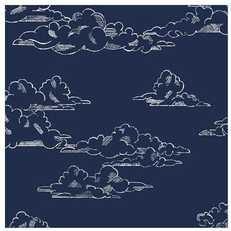 Superfresco Easy Navy Vintage Clouds Wallpaper - Paste The Wall - Navy & White Wallpaper - Traditional Vintage Cloud Design - Feature or 4 Wall Design - Cover for Small Cracks and Imperfections