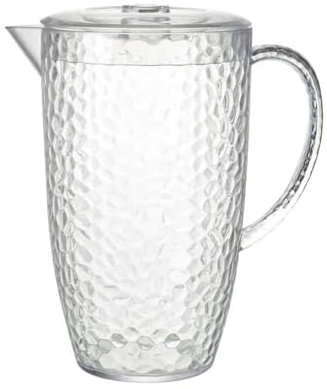 Bello Dimple Clear Plastic Reusable 2 Litre Picnic Water Jug Pitcher with Lid