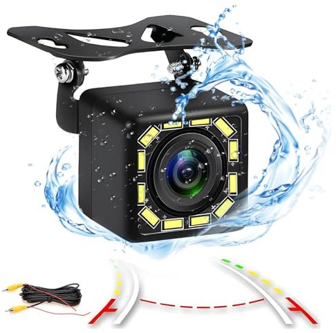 Kuuleyn HD Auto-Rückfahrkamera, Auto-Rückfahrkamera IP68 wasserdichte 8-LED-Rückfahr-Backup-Nachtsichtkamera für universelle Autos, SUV, LKWs, Wohnmobile und mehr (HD)