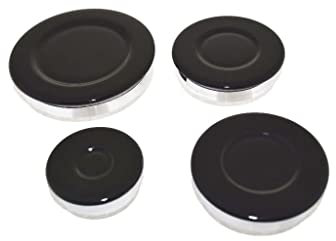 Ufixt Fits Universal Cooker Hob Gas Burner Base and Cap 4 Piece Set 55mm 75mm 100mm