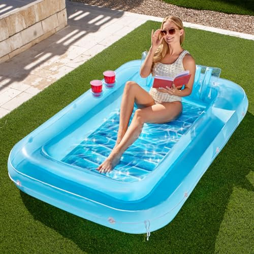 Sloosh Lettino Gonfiabile da Piscina per Adulti, 70 x 46/1,78m x 1,16m Grande Vasca Abbronzante Piscina Galleggiante Lettino Gonfiabile Piscina Zattera Lounge Floatie