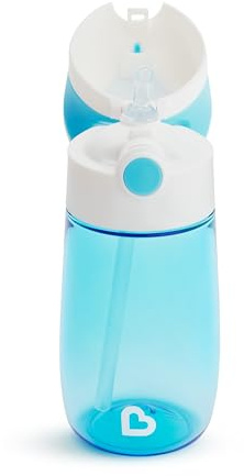 Munchkin Flip & Go Toddler Water Bottle with Straw | Toddler Sippy Cup 12oz/355ml | No-Spill Design | Children and Baby Bottles for Girls and Boys 18m+ | Durable Material | Blue