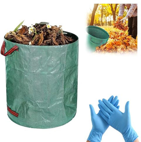 Sacs de Jardin 120L pour Déchets Verts, Poche à Feuilles, Contenant pour Végétaux, avec Poignées, Réutilisable et Pliable, Résistant et Autoportant, Idéal pour le Jardinage