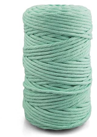 Netuno Cuerda algodón macramé Color Verde Menta 5 mm 100 m Hilo Artesanal Suave Resistente Trenzado decoración manualidad Bricolaje hogar Arte DIY