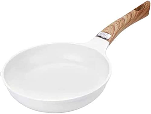 TIECHUINIUB Sartén de cocina principal, sartén antiadherente con revestimiento de cerámica, sartén multifunción, sartén eléctrica con mango de madera, color blanco, 28 cm
