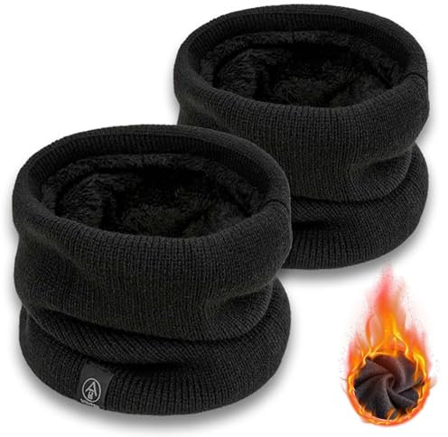 MOAZIFI 2er Schlauchschal Herren Winter Set, Schal Herren Halswärmer Halstuch aus Doppelschicht Fleece, Weich und Atmungsaktiv für Outdoor Aktivitäten, Geschenke für Männer Weihnachten