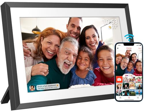 Digitaler Bilderrahmen 32 GB 10,1 Zoll WLAN Digitaler Fotorahmen 1280x800 IPS LCD Touchscreen Intelligenter Fotorahmen Automatische Drehung Sofortiges Teilen von Fotos Oder Videos über die Frameo App