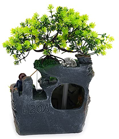 Fontana da interni a cascata, fontana da tavolo, decorazione per desktop, fontana da giardino, grande con illuminazione a LED, decorazione per soggiorno, fontana da tavolo, decorazione per giochi