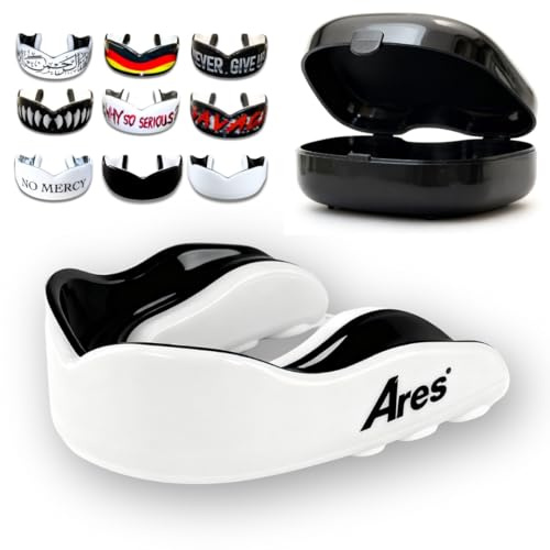 Ares Fightwear Scatola paradenti premium con scatola di immagazzinaggio per arti marziali, MMA e atleti, massima protezione dei denti grazie alla vestibilità ideale di alta qualità, professionale