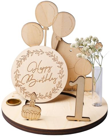 Geburtstagsteller Aus Holz, Geburtstagsteller Mit Kerzenhalter, Personalisierter Geburtstagskranz Mit Zahlen 0-9, DIY Personalisierter Holz Geburtstagsteller, Geburtstagsdeko, Für Jungen Mädchen