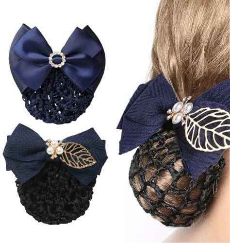 2 redecilla elástica para el pelo para moños, ideal para niñas y mujeres, ideal para enfermeras, bailarinas y azafatas (A)