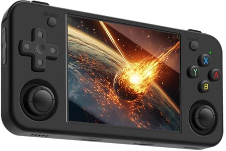 Console de jeu portable de R36S – 128 Go avec Plus de 40 000 Jeux Rétro, Système Linux Open Source, Écran IPS 3,5 Pouces, Batterie 3500 mAh – Émulateurs pour PS1, PSP, N64, GBA et Plus – Noir
