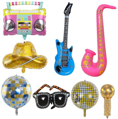 Photo Booth Props, 8-Piece Party Props Set for Themed Parties, Stage Performances and Photo Booth Accessories, Durable PVC Material