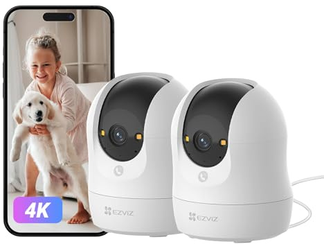 EZVIZ C6N G1 4K(2-Pack) Cámara Vigilancia WiFi Interior 360°, Cámara IP Deteccion de Personas/Mascotas/Ruido, Seguimiento con Zoom, Visión Nocturna en Color, Audio Bidireccional, Wi-Fi 2.4/5GHz