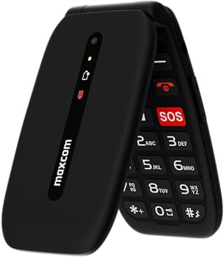 Teléfono Móvil 4G para Personas Mayores con Tapa Flip, Teclas e Iconos Grandes, Botón SOS, 8 Contactos de Llamada Rápida, Marcación Directa, Pantalla 2,4, Batería 1200 mAh, Negro, MAXCOM MM828