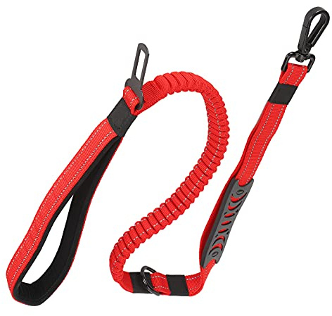 Stylebest Cintura di Sicurezza per Cani, Guinzaglio da Addestramento in Nylon Riflettente con Cinturino Elastico Anti-smarrimento (Rossa)