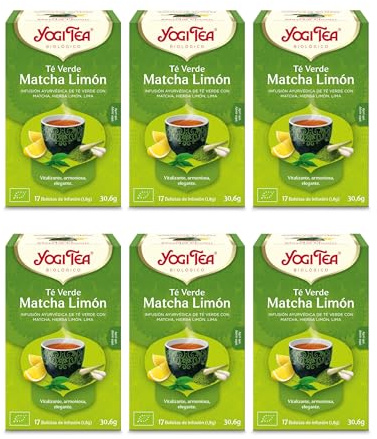 Yogi Tea Tè Verde Matcha al Limone Bio - Infuso Ayurvedico - Miscela di Tè Verde, Matcha, Citronella e Lime - 6x17 bustine (102 bustine in totale)