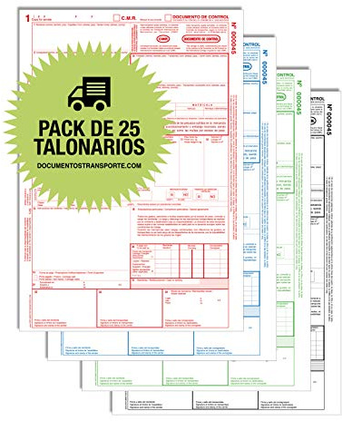 Pack 25 Talonarios CMR Autocopiativos - 4 Copias numeradas