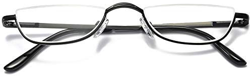 VEVESMUNDO Lesebrille Metall Halbrandbrille Klassische Schmal Federscharnier Arbeitsplatzbrille Lesehilfe Sehhilfe mit sehstärke für Damen und Herren (1 Stück Schwarz, 2.0)