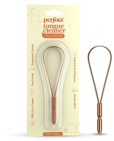 Perfora Copper Tongue Cleaner for Men and Women | 100% Pure Indian Copper Tongue Scraper to Prevent Bad Breath