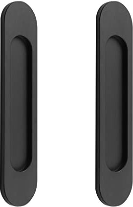 MOROBOR 2 Stück Schiebetürgriffe Oval Selbstklebend Aluminium Legierung Matt Schwarz Matt Ohne Perforation für Schiebetüren, Schrankfenster / 18 cm