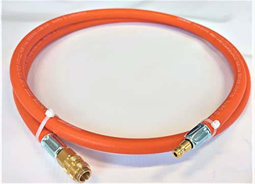 ZaZaTeChS propan-butangasslang 200cm (2m) | 20 bar | Ø6,3mm | DN5 insatsmunstycke/kopplingsstift LKS-anslutning med snabbkoppling | upp till -30°C propangasslang gasslang för camping