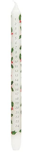 Talking Tables Holly Leaf Christmas Advent Candle | 30cm Wax Candlestick, Dates to Countdown Xmas Day | Festive Wreath, Table Decorations, BC-Holly-ADV-CNDL, White