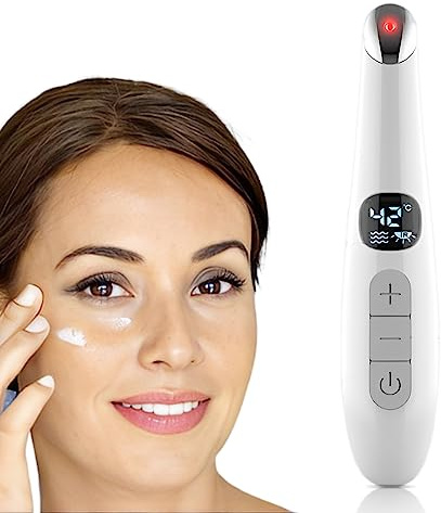 Vowleike Asta per sollevamento occhi 3 in 1, luce vibrante rossa, da 100 °C a 90 ° F, con display LCD, massaggiatore occhi secchi, occhiaie e gonfiore, penna elettrica a forma di viso