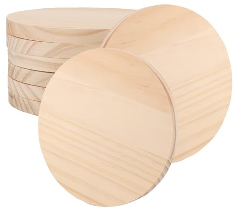 LOLYSIC Bloque de madera discos 8 piezas diámetro 15 cm espesor 1.2 cm discos redondos de madera pintura colorear tabla de madera materiales modelo materiales