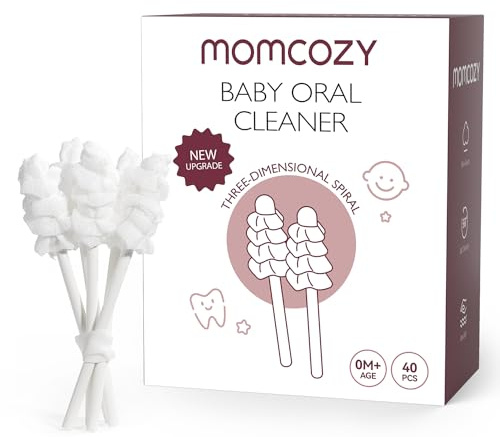 Momcozy Baby Tongue Cleaner Gauze, Baby Toothbrush Disposable Oral Cleaner, Toddler Tooth Brush for Tooth Mouth Gum Clean, Infant Toothbrush Oral Cleaning Stick, Baby Oral Cleaner Newborn, 40 Count