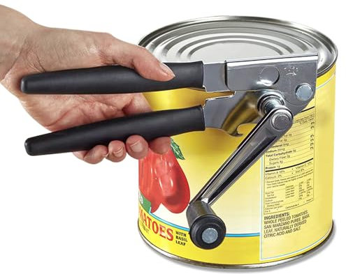 NUFR Kurbeldosenöffner manuell, robuster, hochwertiger Dosenöffner mit gummierten langen Griffen