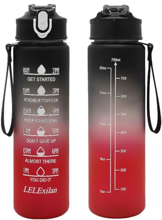 WATMHHJQ Motivierende Trinkflasche mit Stroh 750ML, Sport Wasserflasche,BPA Frei, Auslaufsichere, für Auto, Schule, Fitness,Camping