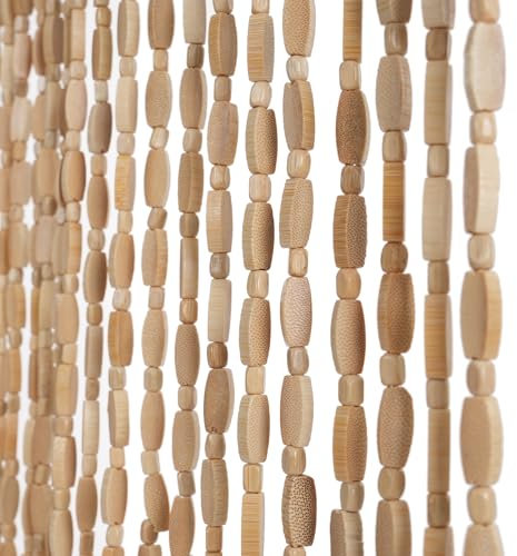 SanBouSi Cortina de perlas de bambú para puerta, 52 hilos, retro, cortina de perlas de madera, cortina de hilos, protección contra insectos, 90 x 200 cm