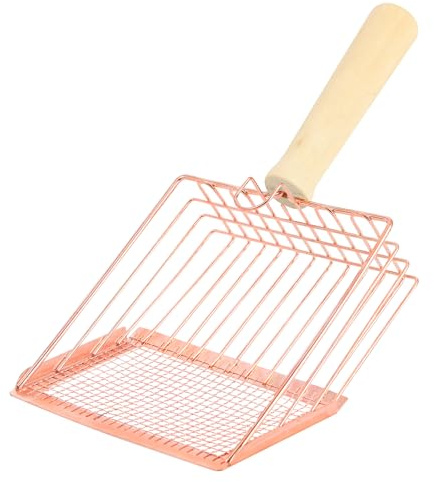 AFOLOREET Skötskoter, metallskopa, bajsskopa med trähandtag, kattsandskopa, metallskopa och snabbsiktare djup spade skopa filter, kattunge bajs lyftare för kattlåda