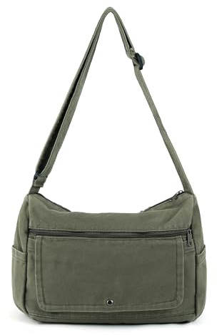 Zlineviy Canvas Messenger Bag for Women Men Crossbody Tote Bag with Multiple Pockets Vintage Satchel