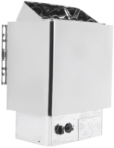 Riscaldatori Elettrici per Sauna, Stufa per Sauna Secca in Acciaio Inossidabile da 4,5/6/8/9 Kw con Controller Interno, Timer 0-180 Min, Temperatura 0-100 °C, per Uso Domestico, Hotel, Spa,6KW-220V