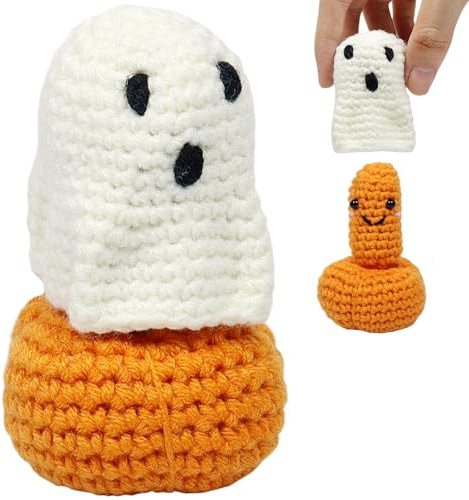 Halloween virkad docka, halloween stickad dekoration halloween spöke pumpa gosedjur handgjord plyschdocka avtagbar anti-stress leksak bordsdekoration ornament roliga gåvor kvinnor vuxna