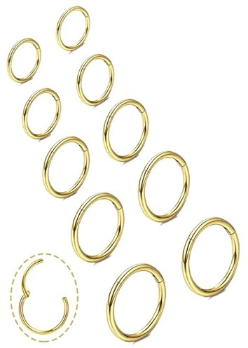 DAILI Anneau de nez or argent fin, boucles d'oreilles en titane pour femmes et hommes, piercing nasal 18G, septum, tragus, conch, helix, piercing hypoallergénique, anneau de nez en piercing, bijoux