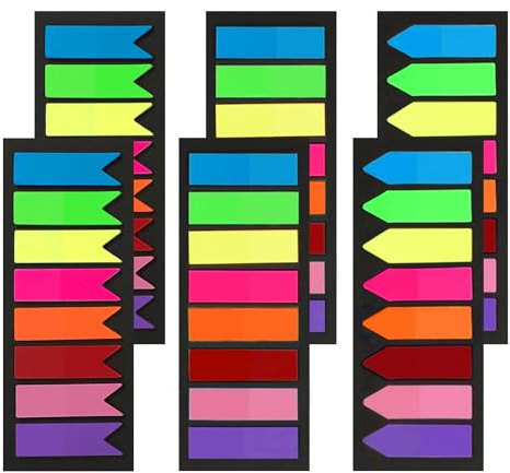 Qufiiry 1200 Pcs Sticky Notes Tabs, 3 Shapes 8 Colour Page Markers, Index Tabs, Translucent Tape Flags for Page Marking, Annotation Tabs for Binders, Classify Files, Paper, Notes